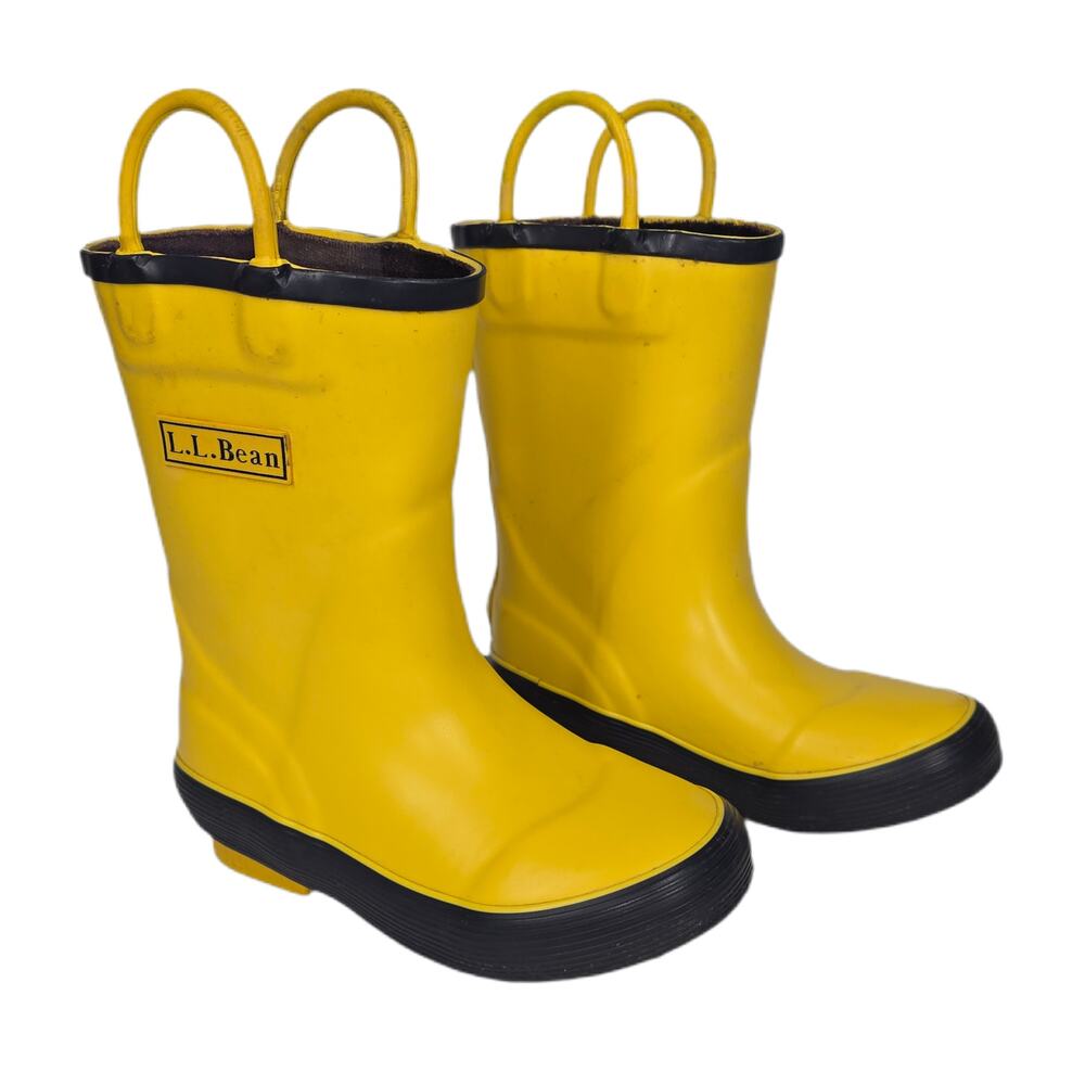 TODDLER YELLOW RAIN BOOTS – SIZE 8 – EASY‑GRIP HANDLES – WATERPROOF TRACTION